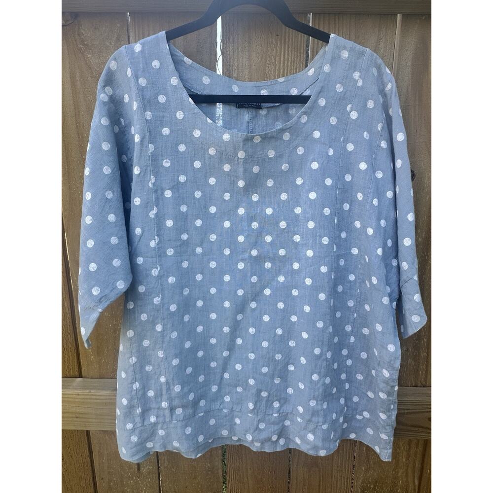Italian LINEN ART TO‎ WEAR Polka Dot Painted Luca Vanucci Womens Designer Tunic